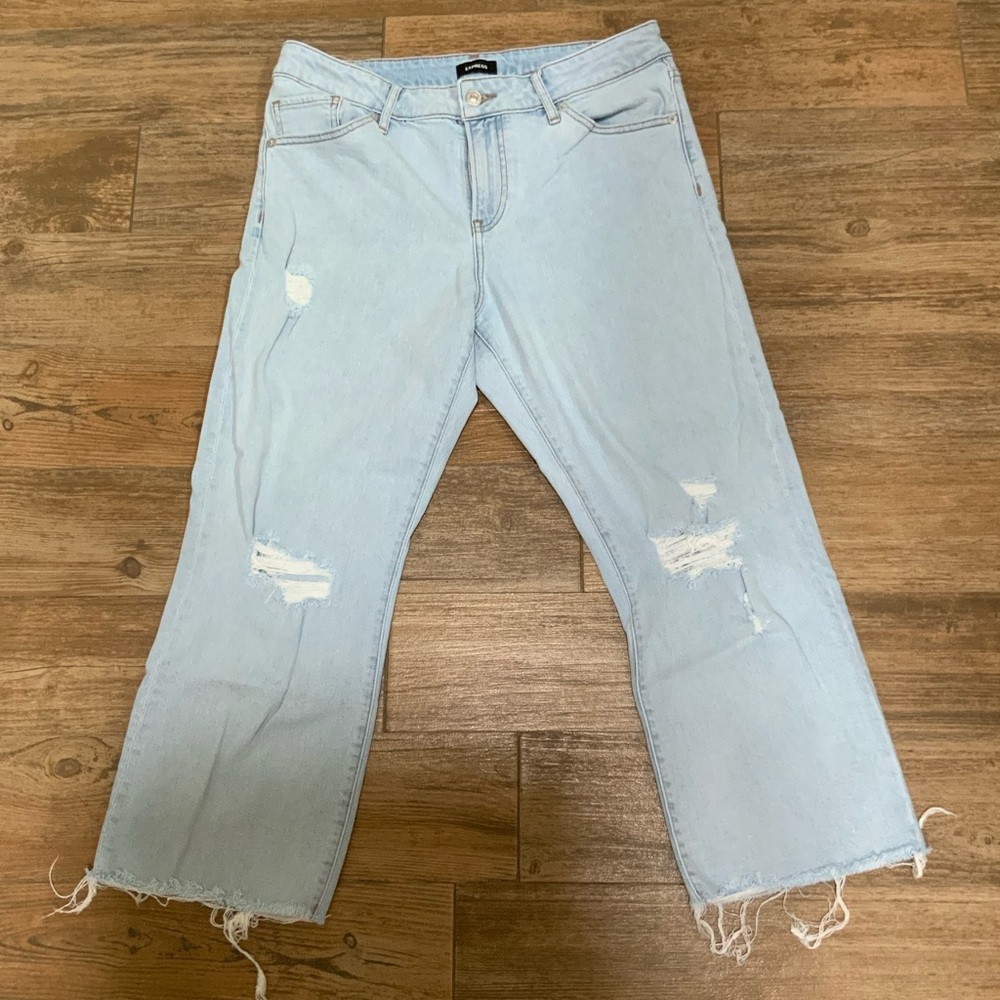 Express women distressed jeans size 8 short-light colored jeans-90s ankle boot